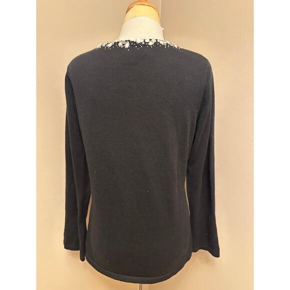 Berek Scoop Neck Beaded Sequin Embroidered Jolly Santa Christmas Sweater Sz Med - Picture 6 of 8